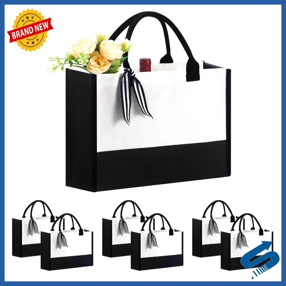Classic Canvas Tote Bags Set Personalized DIY Heat Transfer Blank Gift